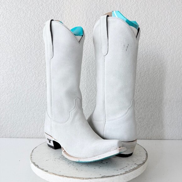 Lane boots Shoes - Lane Boots EMMA JANE White Suede Cowboy Western Cowgirl Mid Calf Snip Toe 8.5